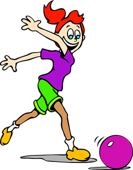 Animated Girl Playing Bowling