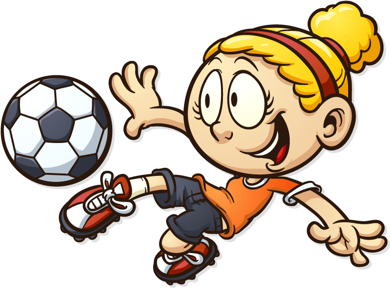 Animated Girl Playing Soccer PNG with transparent background