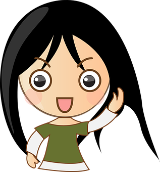 Animated Girl Waving Cute Cartoon PNG with transparent background