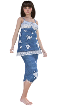 Animated Girlin Denim Dress