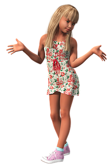 Animated Girlin Floral Dress