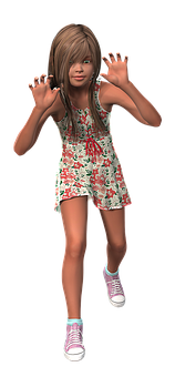 Animated Girlin Floral Dress