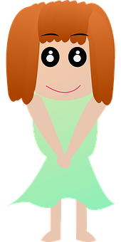 Animated Girlin Green Dress PNG with transparent background