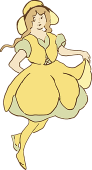 Animated Girlin Yellow Dress