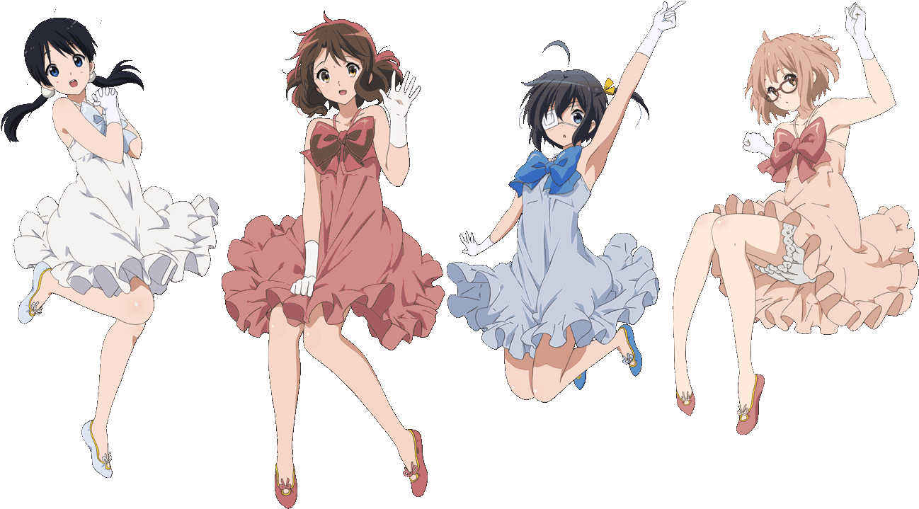 Animated Girls Jumpingin Dresses PNG with transparent background