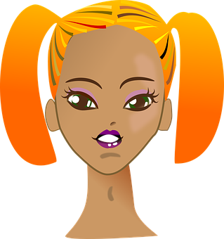 Animated Girlwith Orange Pigtails