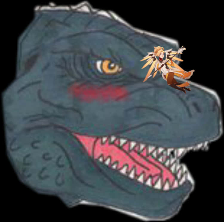 Animated Godzillaand Character Crossover PNG with transparent background