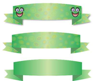 Animated Green Bannerswith Faces PNG with transparent background