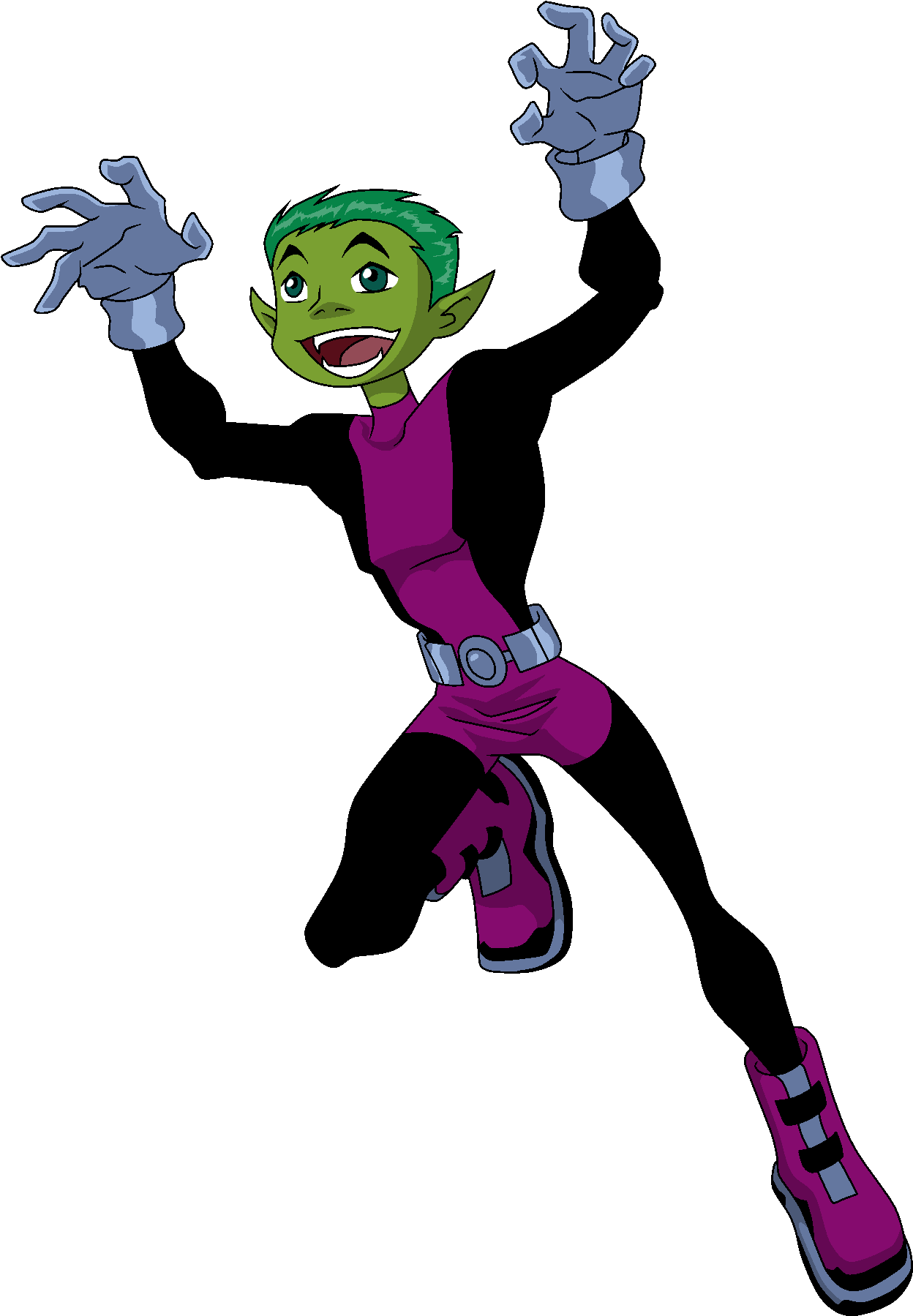 Animated Green Elf Character Joyful Pose