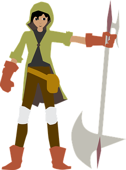 Animated Halberdier Warrior PNG with transparent background