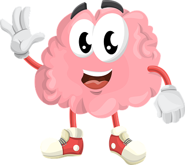 Animated Happy Brain Character PNG with transparent background