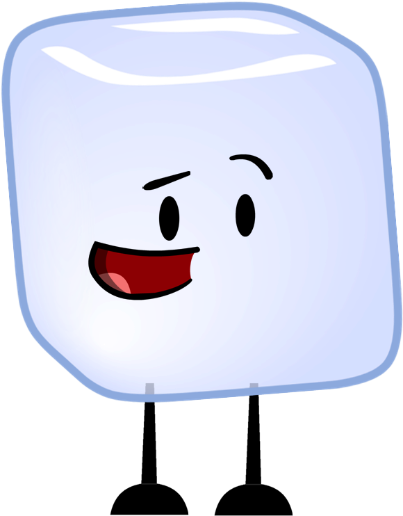 Animated Happy Ice Cube Character PNG with transparent background