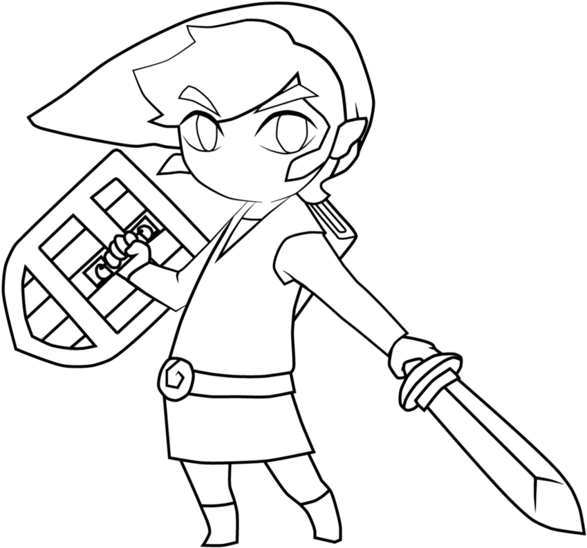 Toon Link Black And White , Png Download - Link From Zelda Outline, Transparent Png PNG with transparent background