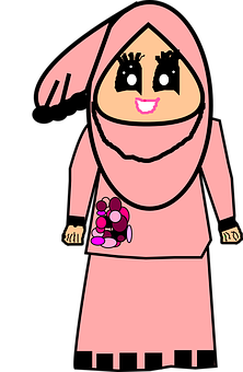 Animated Hijab Character PNG image with a transparent background, free high-resolution download