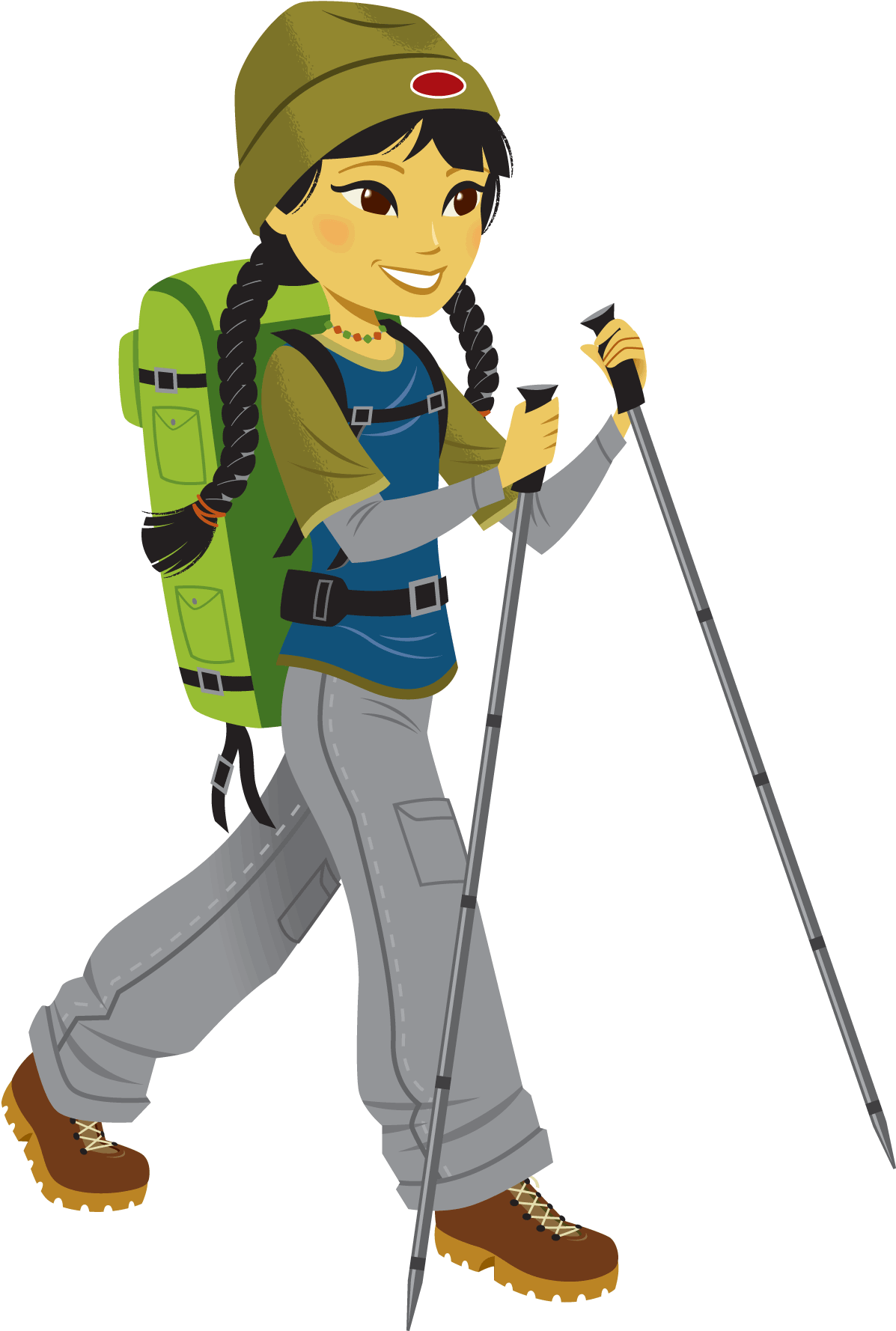 Animated Hikerwith Trekking Poles