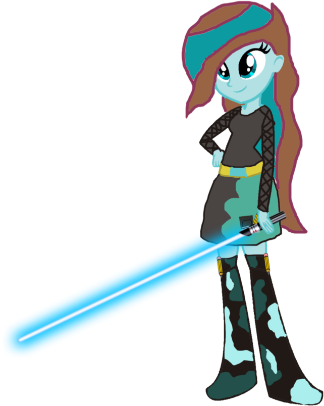 Animated Jedi Ponywith Blue Lightsaber