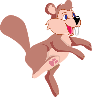 Animated Jumping Squirrel Cartoon PNG with transparent background