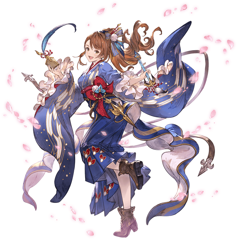 Animated Kimono Girlwith Sakura Petals PNG with transparent background