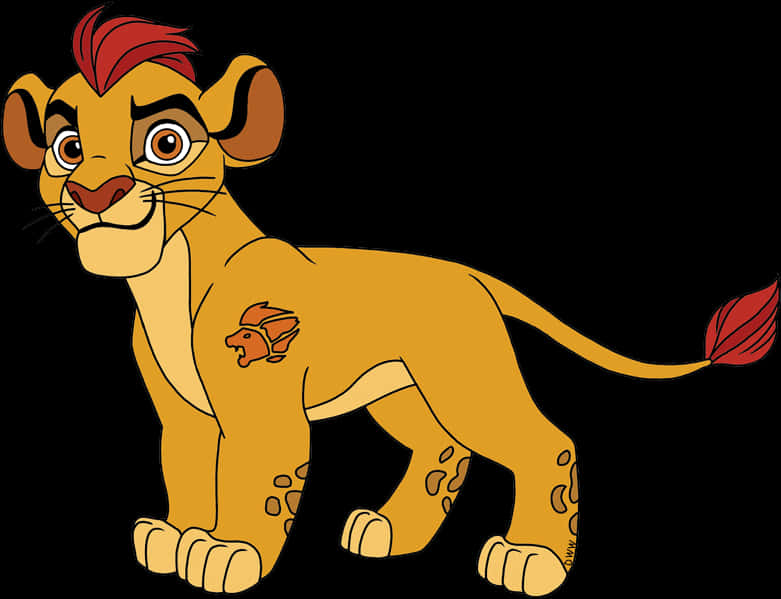 Animated Lion Cub Illustration PNG with transparent background