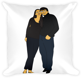 Animated Love Couple Cushion Design