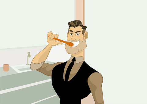 Animated Man Brushing Teeth