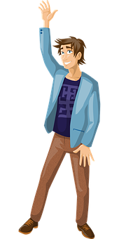 Animated Man Waving Hello PNG with transparent background