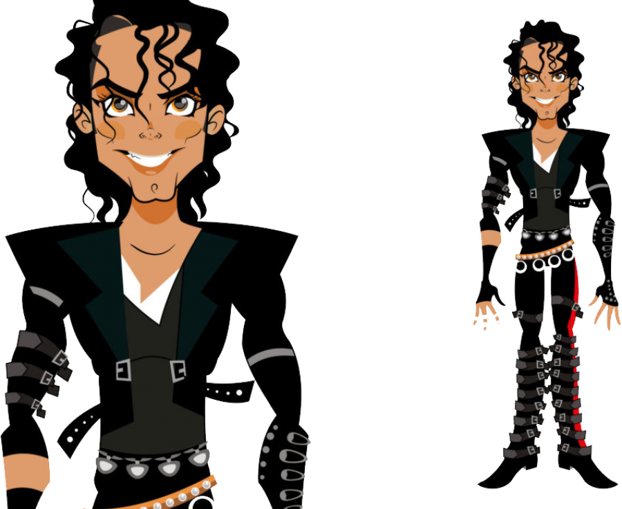 Animated_ Michael_ Jackson_ Style_ Illustration PNG with transparent background