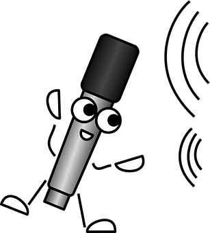 Animated Microphone Character PNG with transparent background
