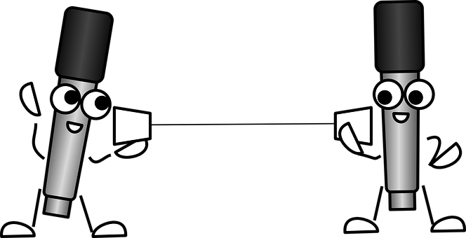 Animated Microphones Cartoon Characters PNG with transparent background