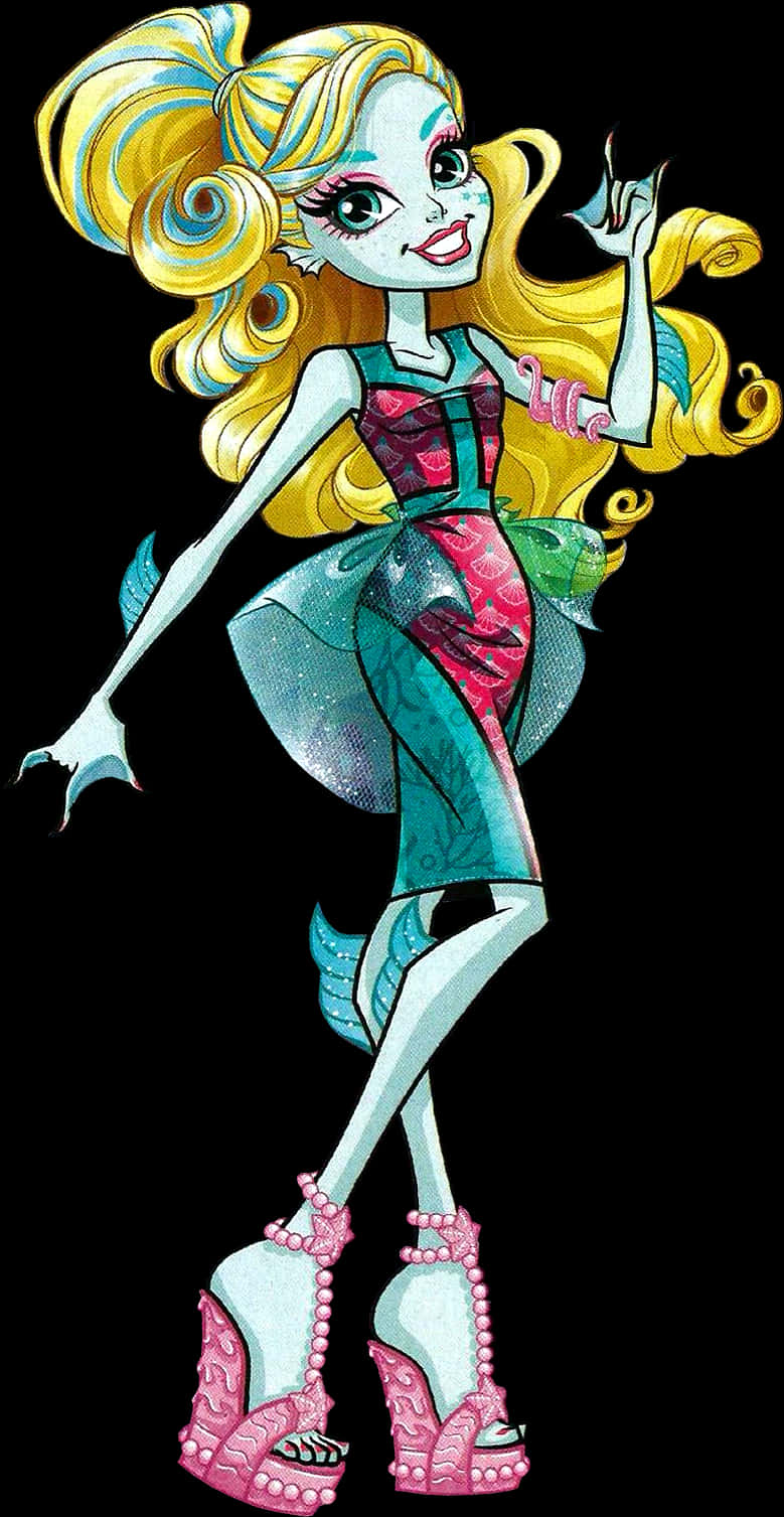 Animated Monster Girl Fashion Pose PNG with transparent background