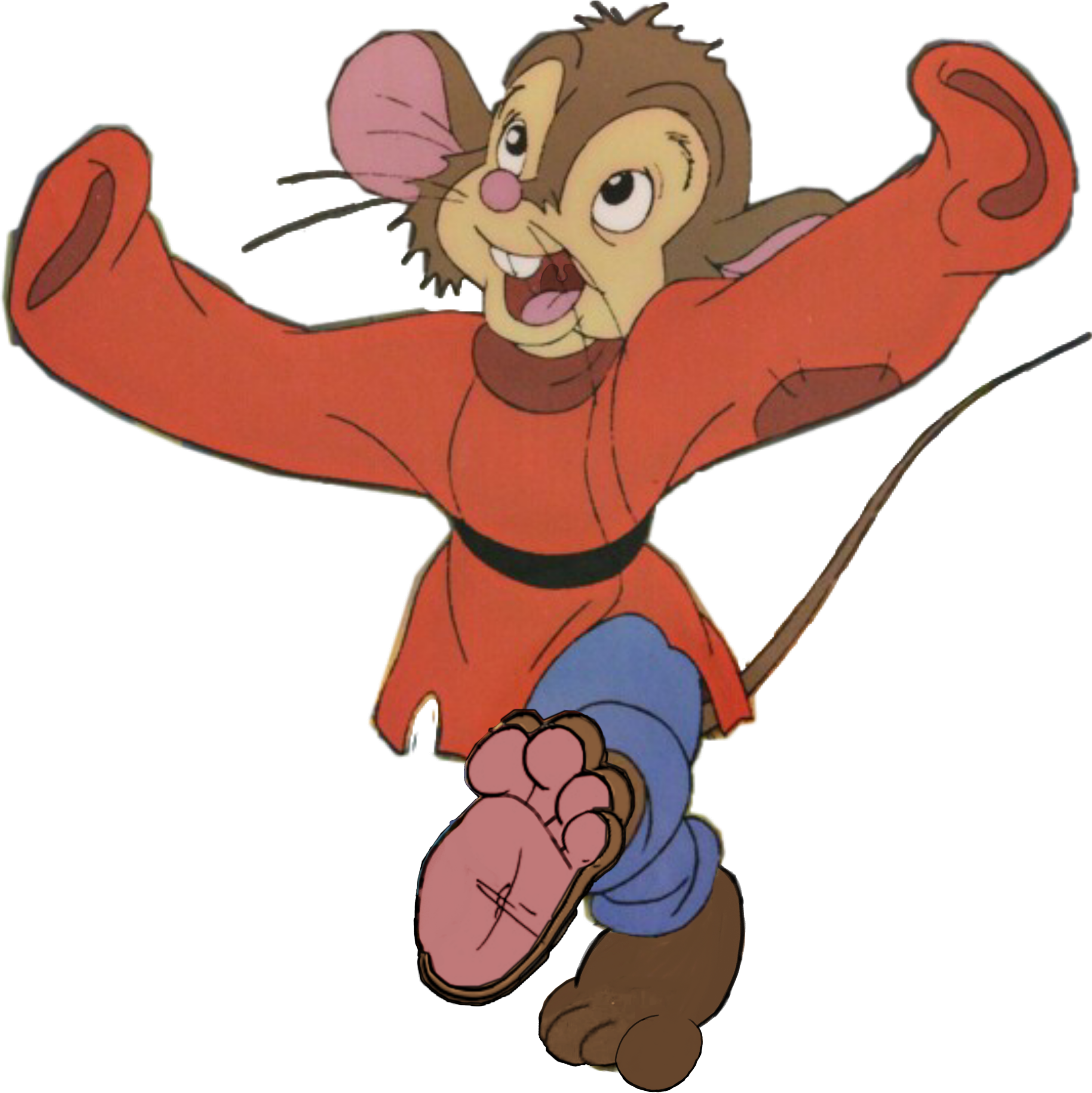 Animated Mouse Character Celebration Pose PNG image with a transparent background, free high-resolution download