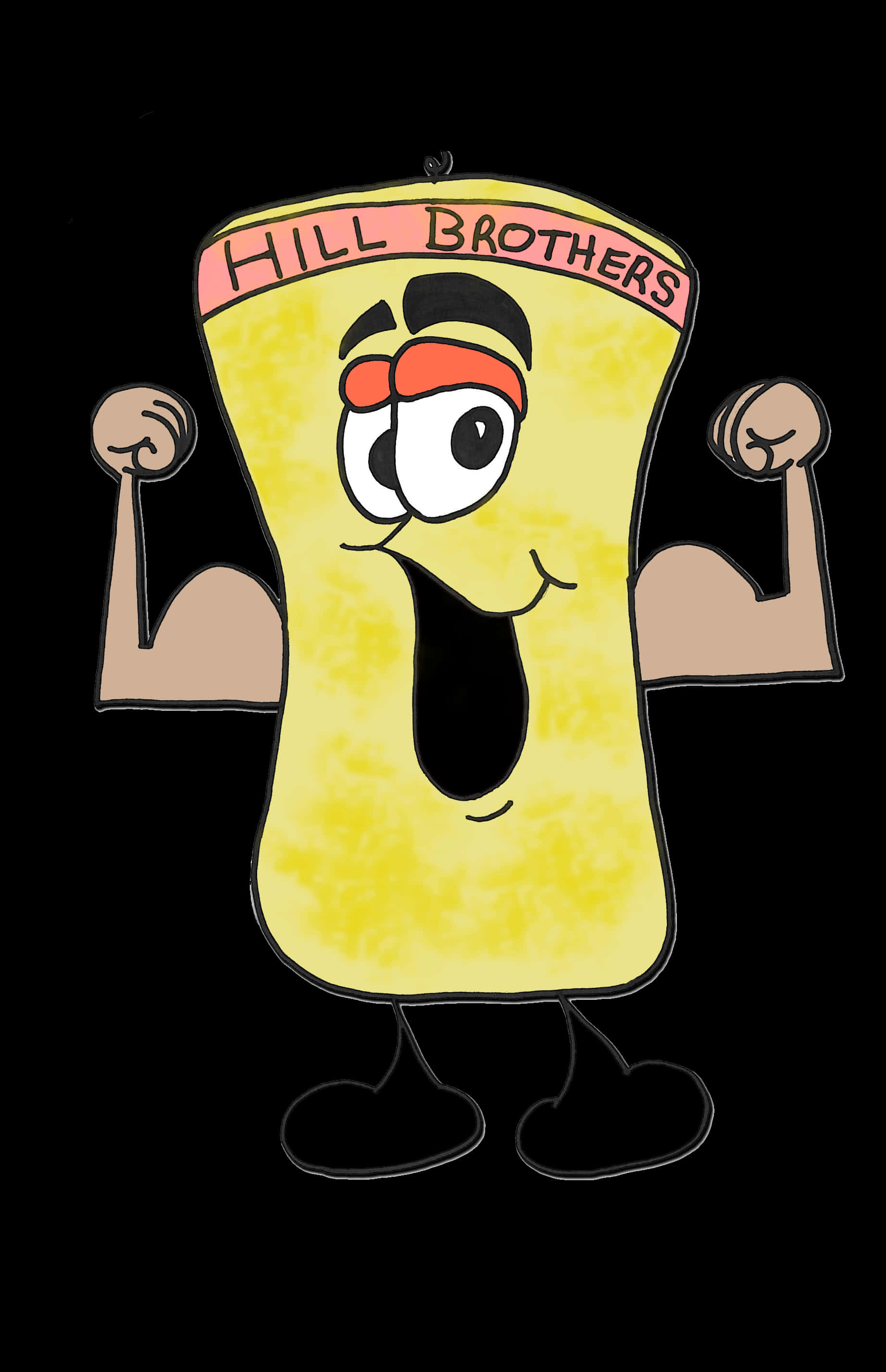 Animated Muscle Sponge Character PNG with transparent background