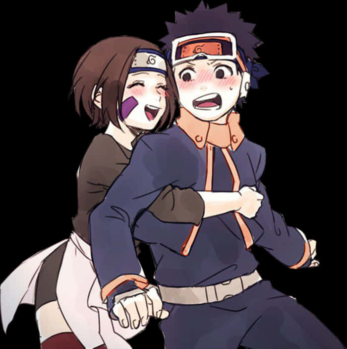 Animated Narutoand Rin Hug PNG with transparent background