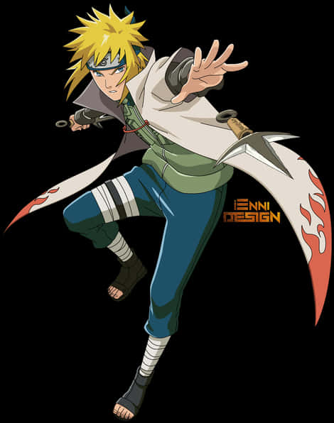 Animated Ninja Character Action Pose PNG with transparent background