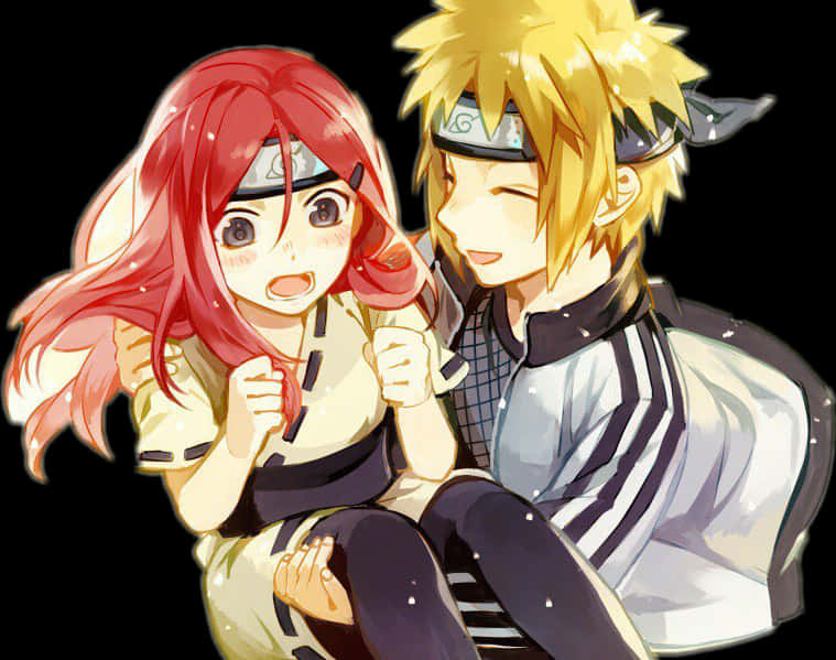 Animated Ninja Couple Smiling PNG with transparent background