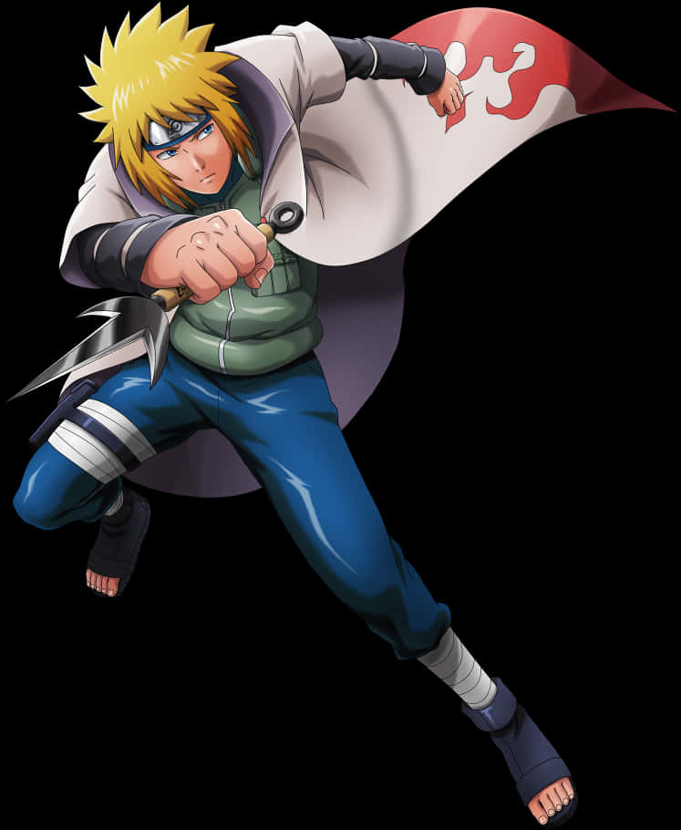 Animated Ninja Hero Action Pose PNG with transparent background