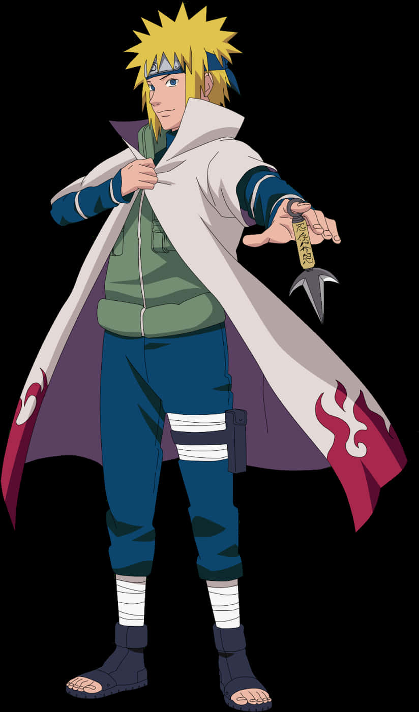 Animated Ninja Hero With Kunai PNG with transparent background