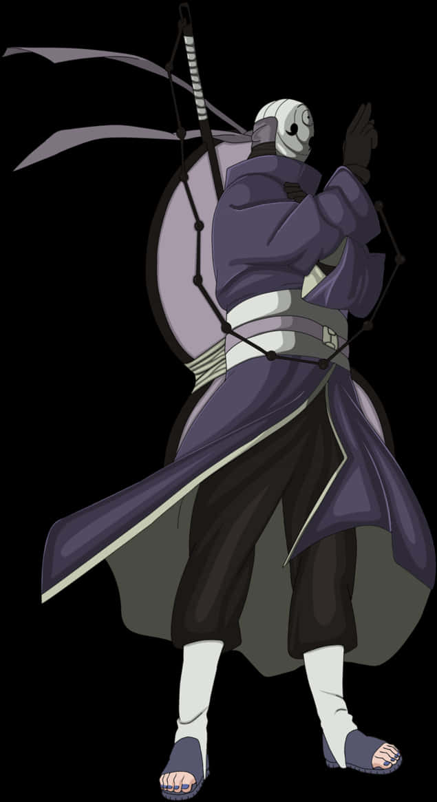 Animated Ninja Obitowith Maskand Fan PNG with transparent background