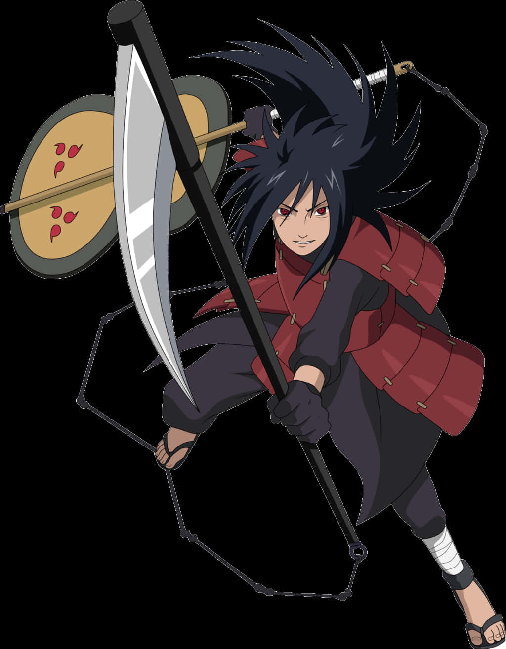 Animated Ninja Warrior With Scythe PNG with transparent background