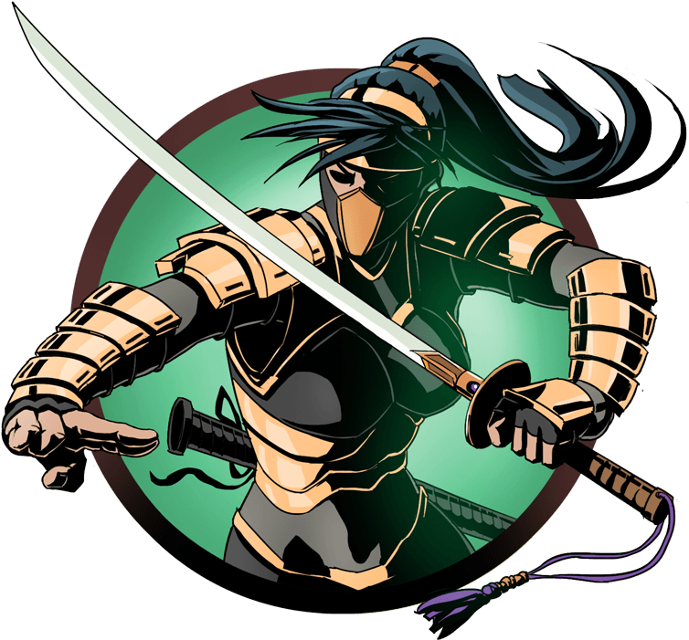 Animated Ninja Warriorwith Katana PNG image with a transparent background, free high-resolution download