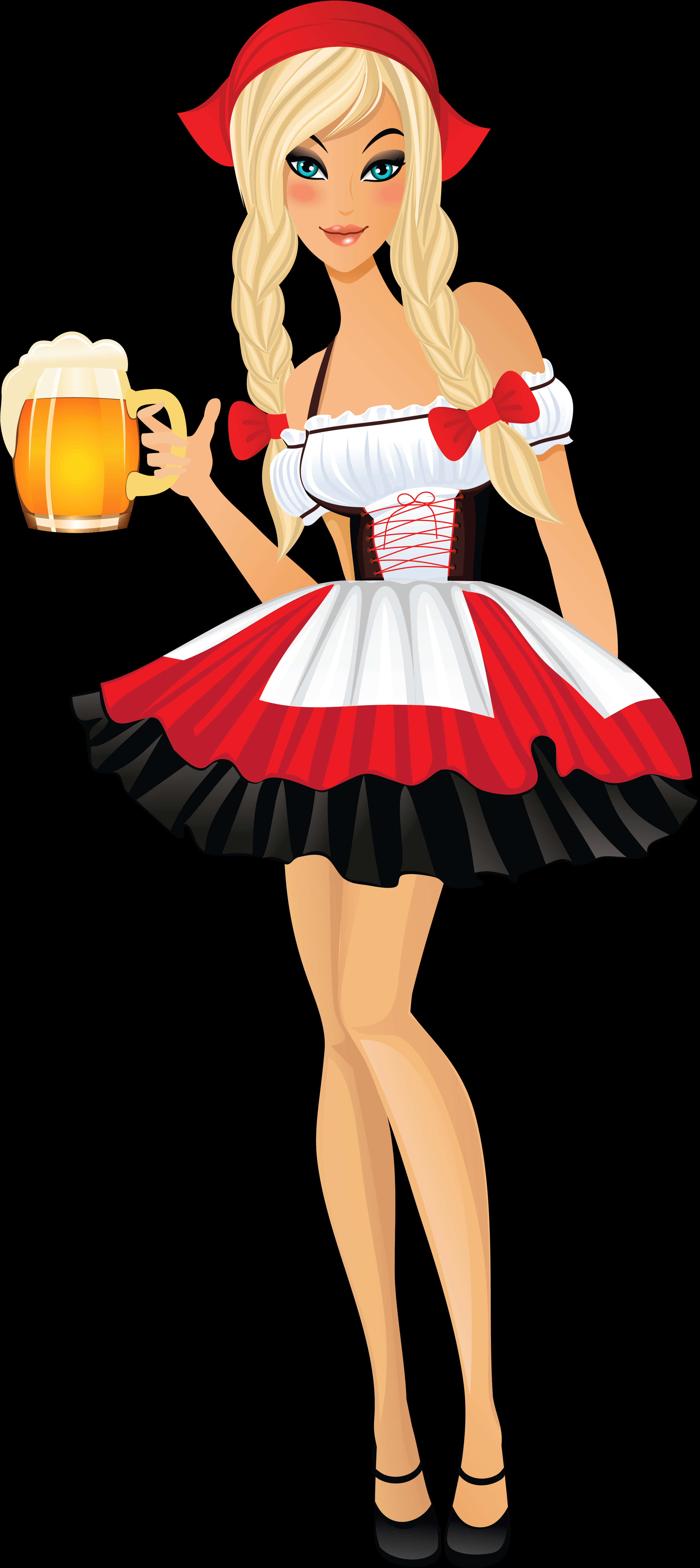 Animated Oktoberfest Girl Holding Beer