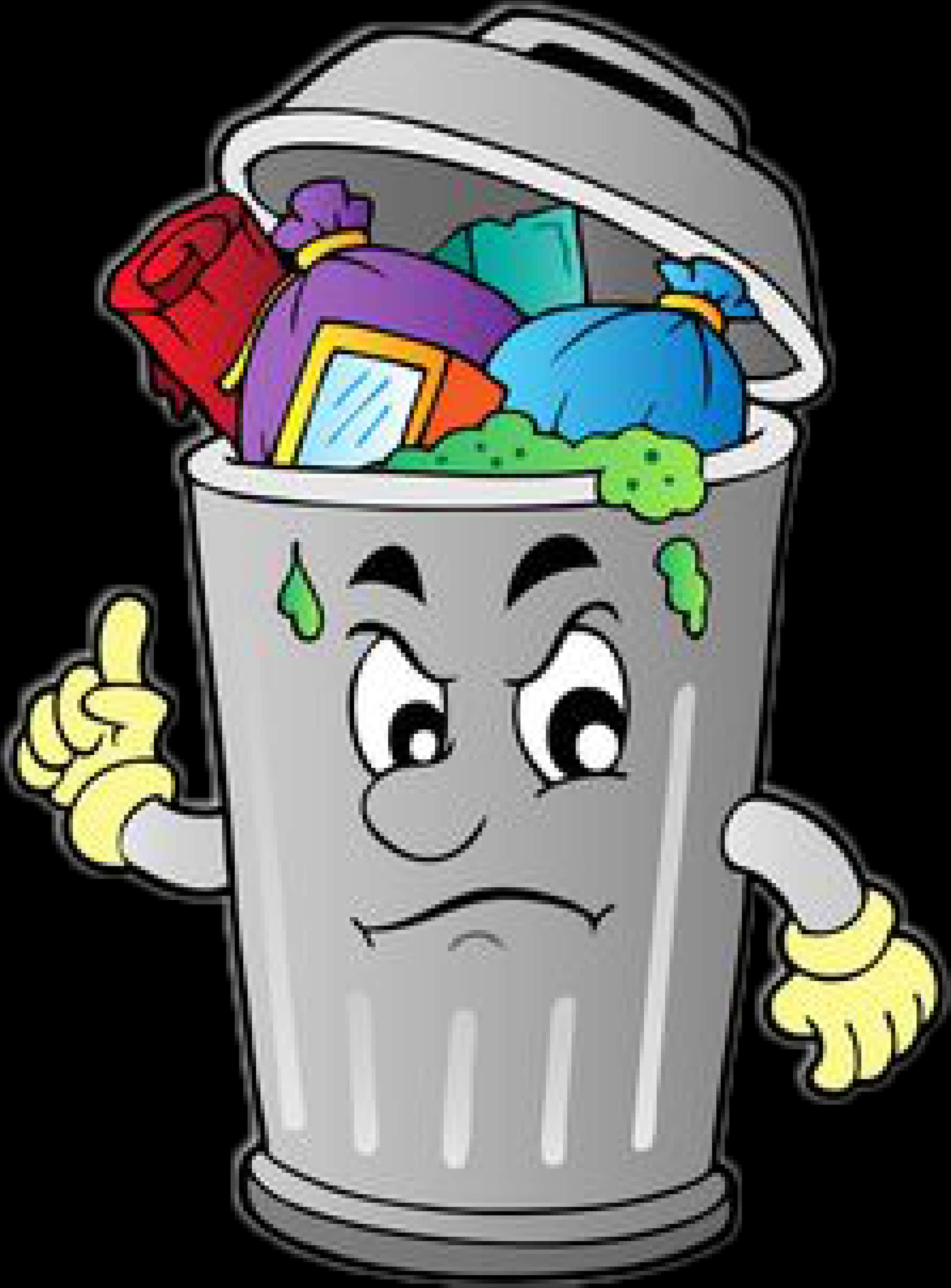 Animated Overflowing Trash Can PNG with transparent background