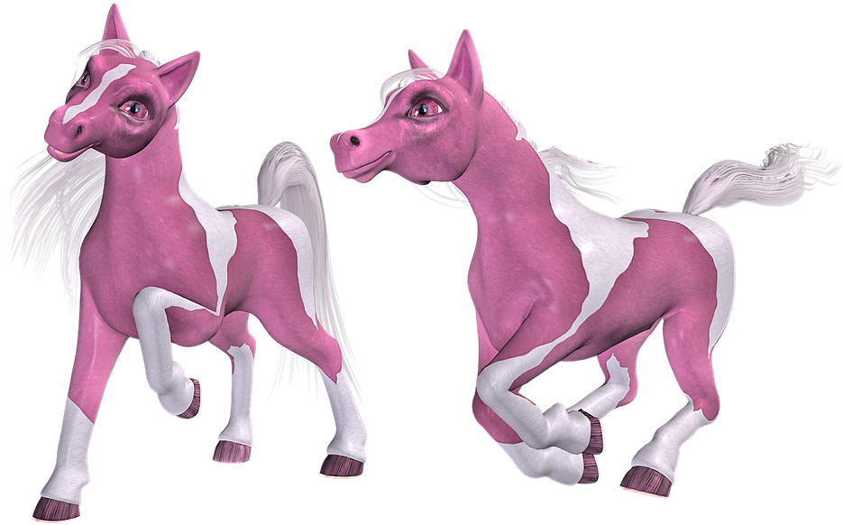 Animated Pink Horses Running