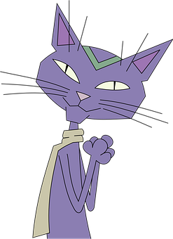 Animated Purple Cat Character