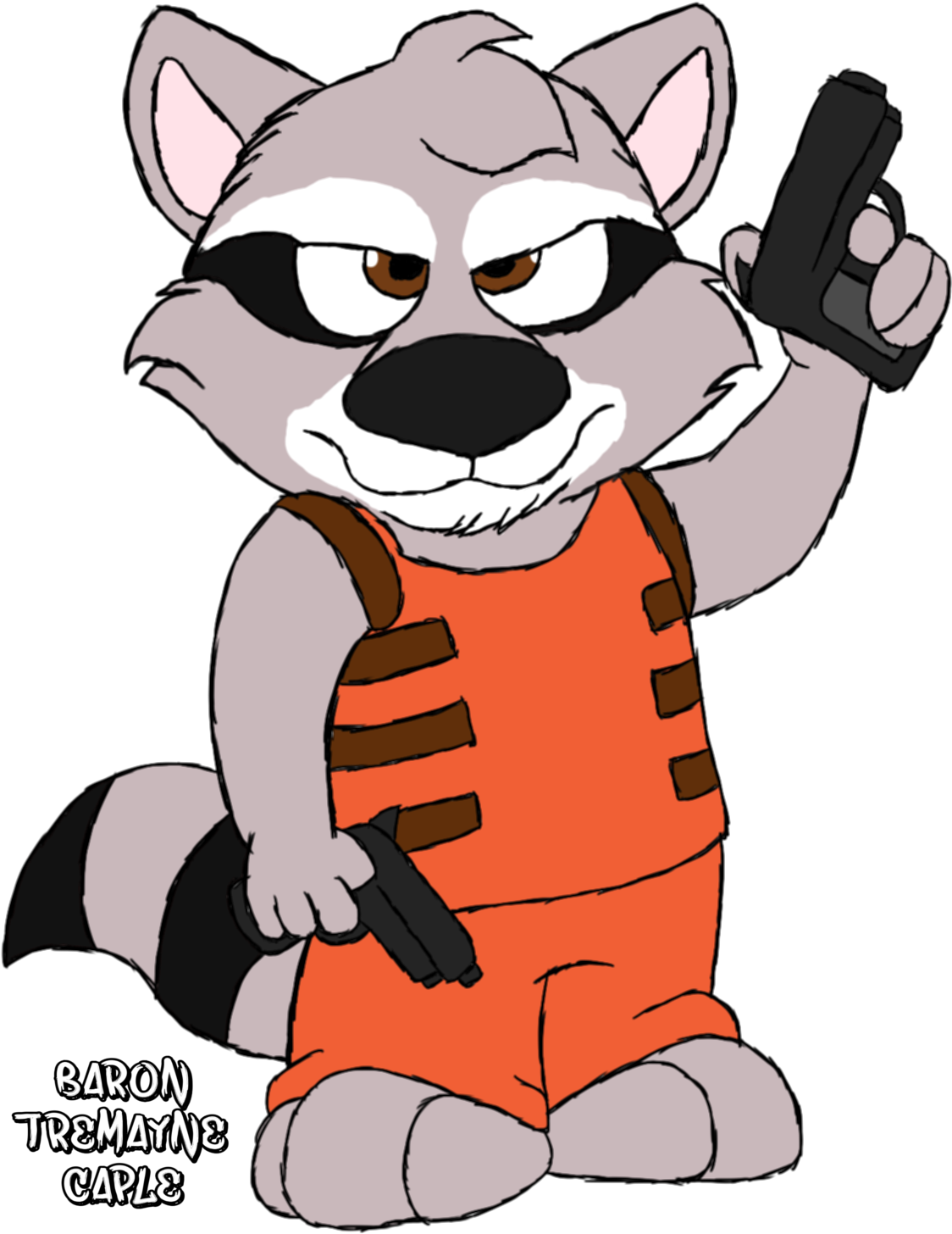 Animated Raccoon Character With Guns