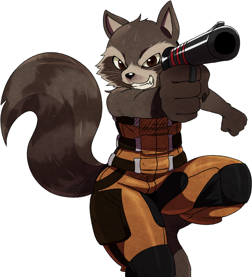 Animated Raccoon Hero With Gun