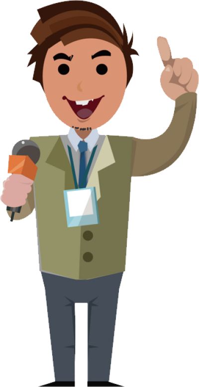 Animated Reporter Raising Finger