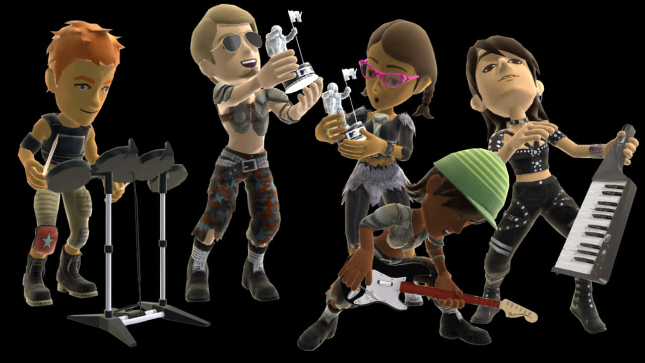Animated Rock Band Performance PNG with transparent background