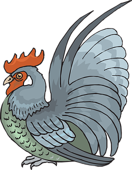 Animated Rooster Illustration PNG with transparent background