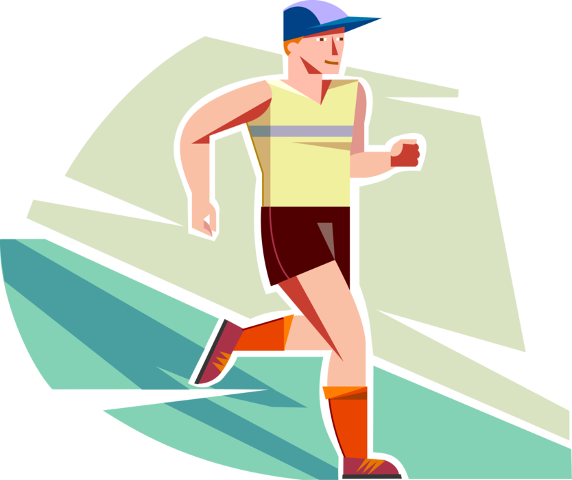 Vector Illustration Of Young Adolescent Boy Jogger - Exercise PNG with transparent background